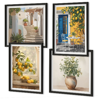 Set de 4 cuadros para salón Arquitectura de la ciudad de Lemons
