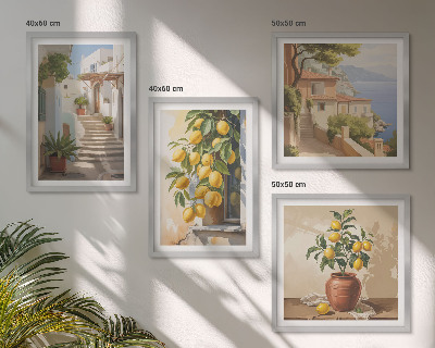 Set de cuadros modernos para salón Calles Lemon con vistas al mar