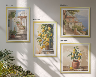 Set de cuadros modernos para salón Calles Lemon con vistas al mar