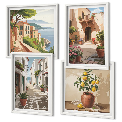 Galería de pared Calles, casas, plantas, macetas