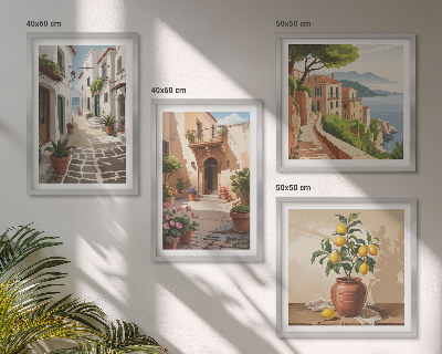 Galería de pared Calles, casas, plantas, macetas