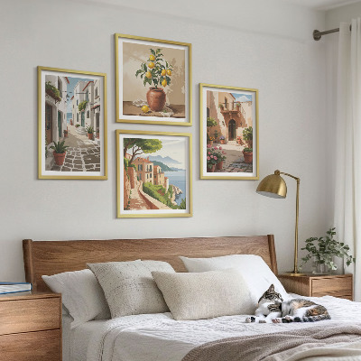 Galería de pared Calles, casas, plantas, macetas