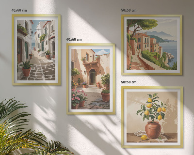 Galería de pared Calles, casas, plantas, macetas