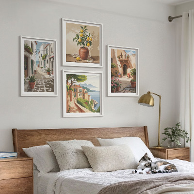 Galería de pared Calles, casas, plantas, macetas