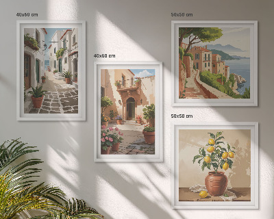 Galería de pared Calles, casas, plantas, macetas
