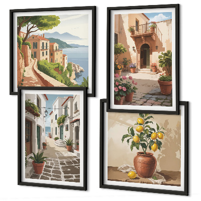 Galería de pared Calles, casas, plantas, macetas
