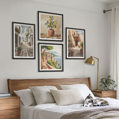 Galería de pared Calles, casas, plantas, macetas