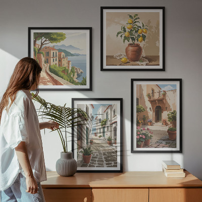 Galería de pared Calles, casas, plantas, macetas
