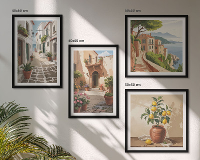 Galería de pared Calles, casas, plantas, macetas