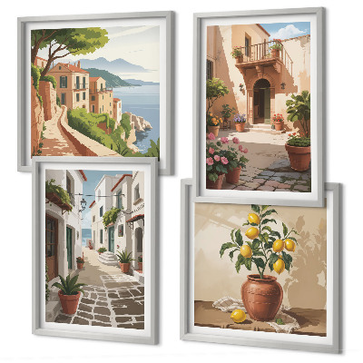 Galería de pared Calles, casas, plantas, macetas