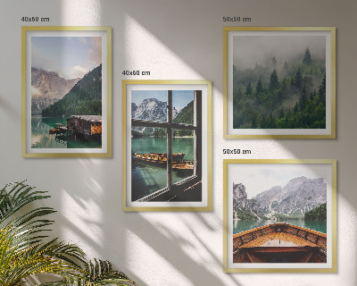 Set de cuadros modernos para salón Casas rurales en el lago de montaña de Łódź