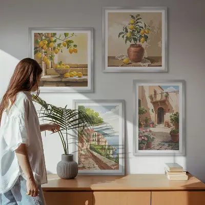 Set de 4 cuadros para salón con diseño de frutas cítricas para cocina