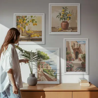 Set de 4 cuadros para salón con diseño de frutas cítricas para cocina