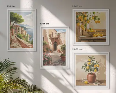 Set de 4 cuadros para salón con diseño de frutas cítricas para cocina