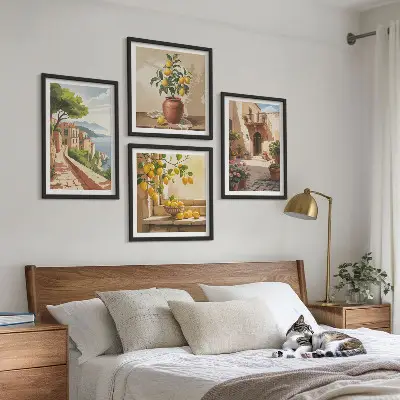 Set de 4 cuadros para salón con diseño de frutas cítricas para cocina