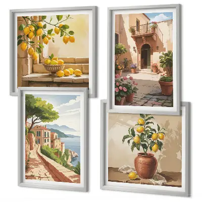 Set de 4 cuadros para salón con diseño de frutas cítricas para cocina