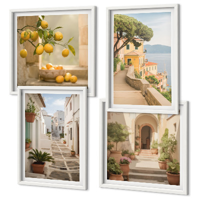 Galería de pared Árbol de cítricos en la ventana con vista al mar