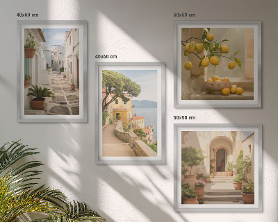 Galería de pared Árbol de cítricos en la ventana con vista al mar