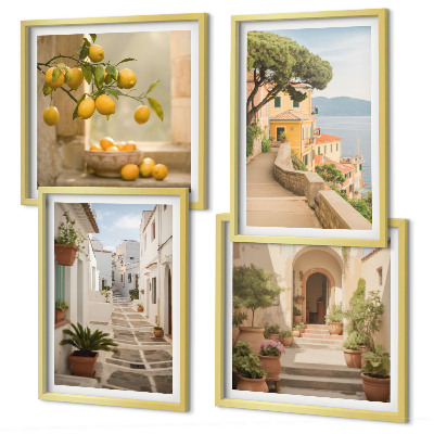 Galería de pared Árbol de cítricos en la ventana con vista al mar