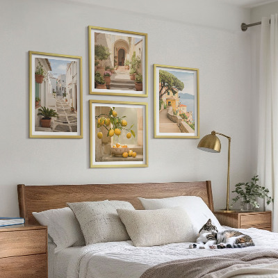 Galería de pared Árbol de cítricos en la ventana con vista al mar