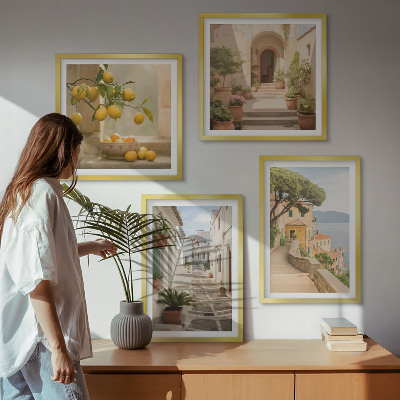 Galería de pared Árbol de cítricos en la ventana con vista al mar