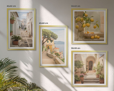 Galería de pared Árbol de cítricos en la ventana con vista al mar
