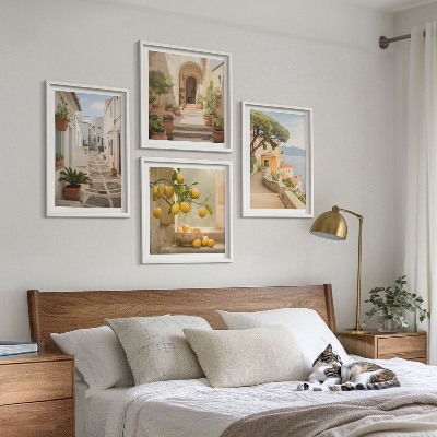Galería de pared Árbol de cítricos en la ventana con vista al mar