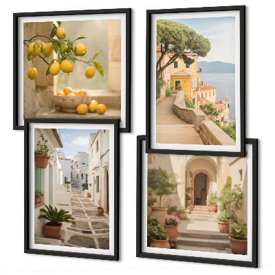 Galería de pared Árbol de cítricos en la ventana con vista al mar