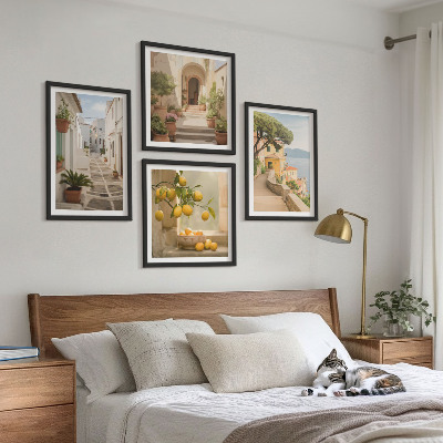 Galería de pared Árbol de cítricos en la ventana con vista al mar