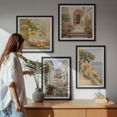 Galería de pared Árbol de cítricos en la ventana con vista al mar