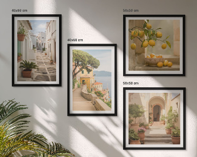 Galería de pared Árbol de cítricos en la ventana con vista al mar