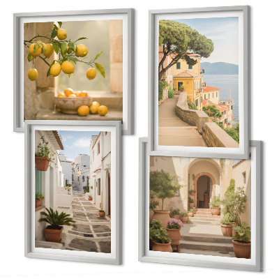 Galería de pared Árbol de cítricos en la ventana con vista al mar