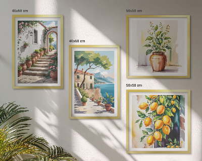 Set de cuadros modernos para salón Flores de limón junto al mar
