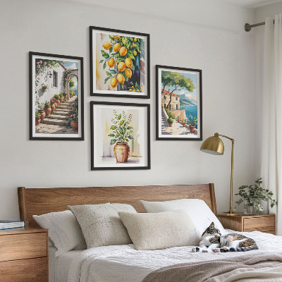 Set de cuadros modernos para salón Flores de limón junto al mar
