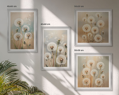 Galería de pared flores de diente de león en tonos pastel