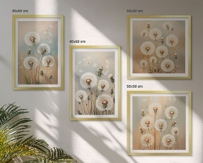 Galería de pared flores de diente de león en tonos pastel