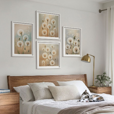 Galería de pared flores de diente de león en tonos pastel