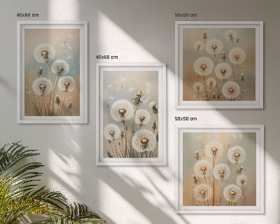 Galería de pared flores de diente de león en tonos pastel