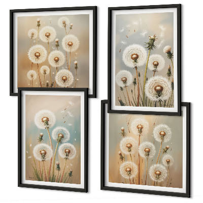 Galería de pared flores de diente de león en tonos pastel