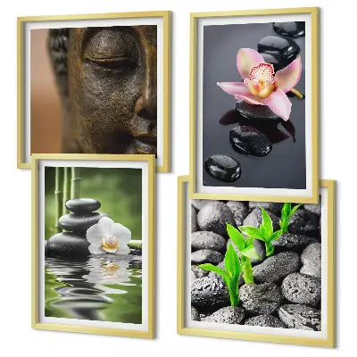 Galería de pared composición de Buda con flores zen pacíficas