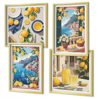 Galería de pared ventana al mar con limones italianos