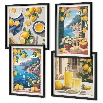 Galería de pared ventana al mar con limones italianos