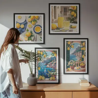 Galería de pared ventana al mar con limones italianos