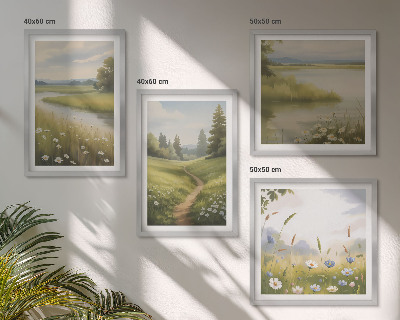 Galería de pared Paisaje primaveral de pradera ribereña