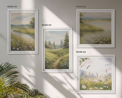 Galería de pared Paisaje primaveral de pradera ribereña