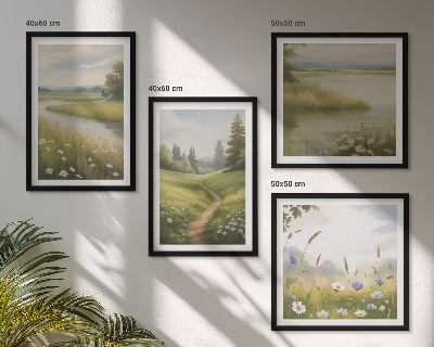 Galería de pared Paisaje primaveral de pradera ribereña