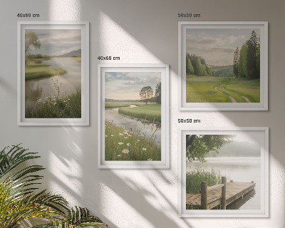 Set de cuadros modernos para salón Paisajes veraniegos de prados fluviales