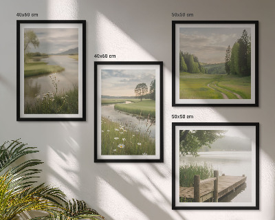 Set de cuadros modernos para salón Paisajes veraniegos de prados fluviales