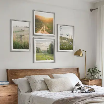 Set de cuadros modernos con paisajes de naturaleza y campos bajo el sol
