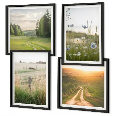 Set de cuadros modernos con paisajes de naturaleza y campos bajo el sol